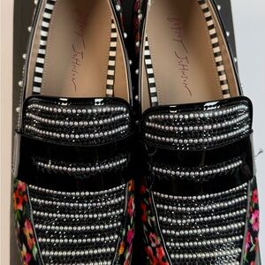 Betsey Johnson Black Floral Loafers